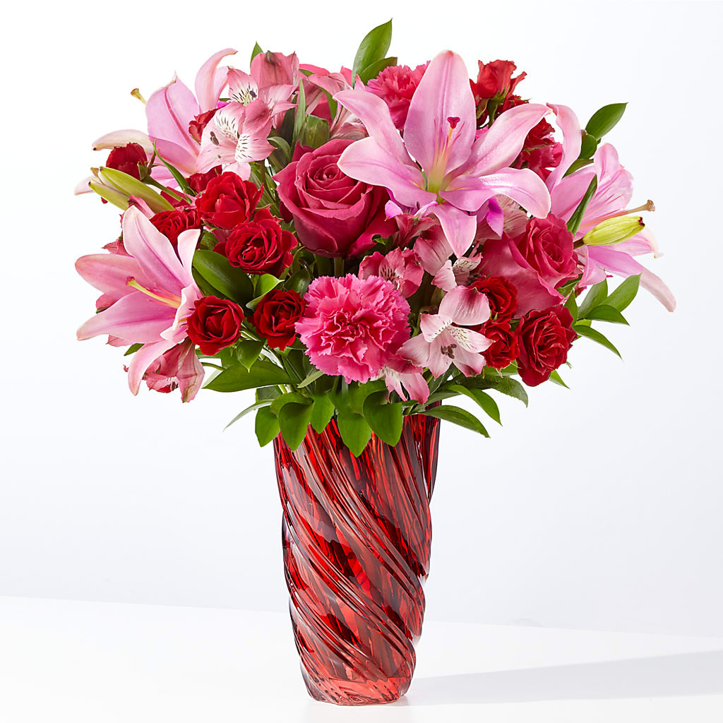 In Love Bouquet with Luxe Swirl Vase – HARRY'S FLOWERS, Victoria BC