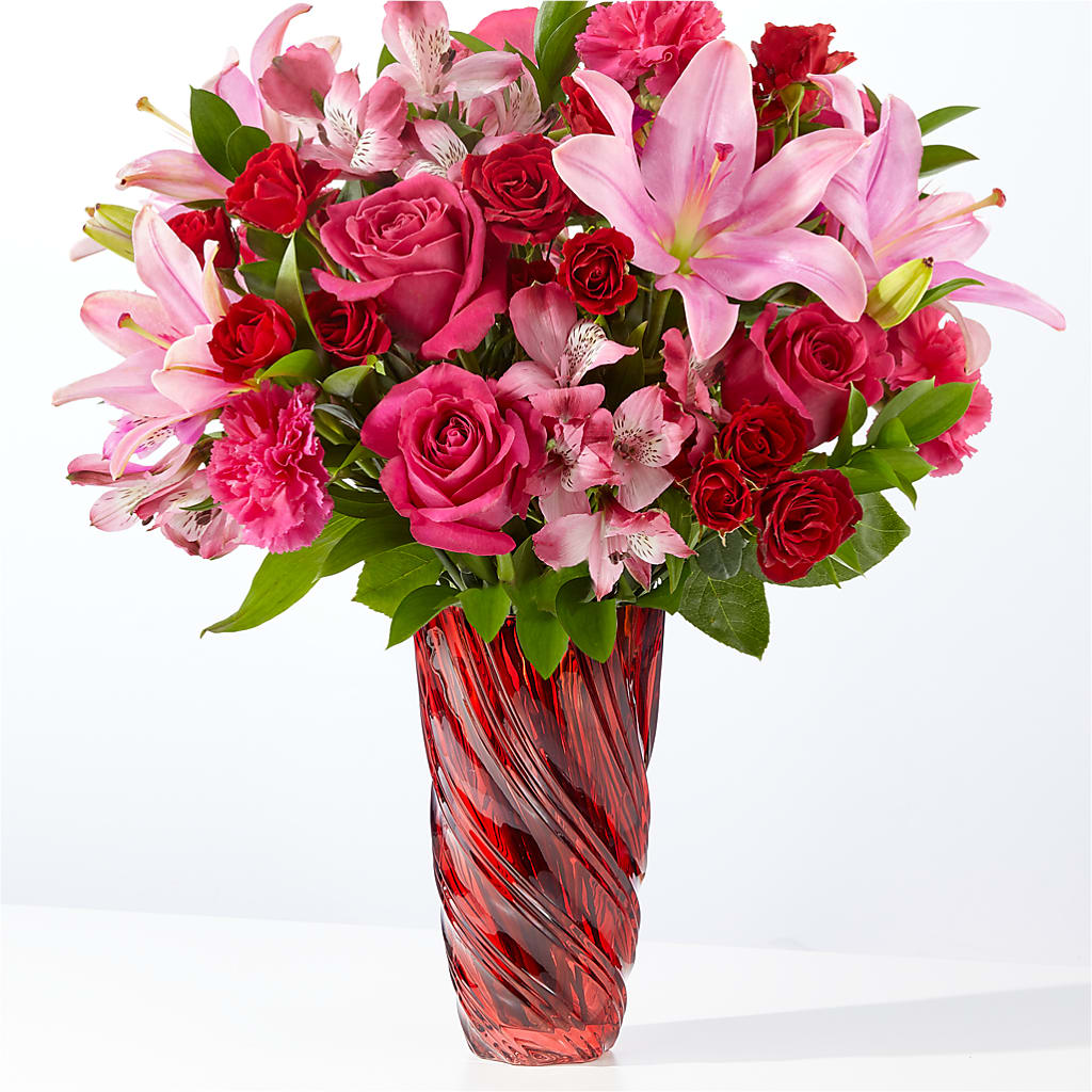 In Love Bouquet with Luxe Swirl Vase – HARRY'S FLOWERS, Victoria BC