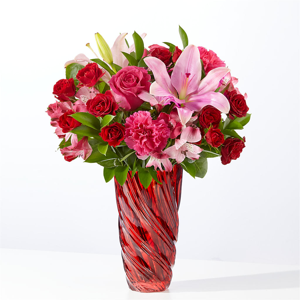 In Love Bouquet with Luxe Swirl Vase – HARRY'S FLOWERS, Victoria BC