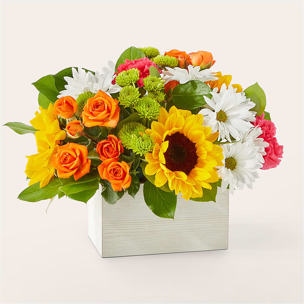 Sun-drenched Blooms Box Bouquet – HARRY'S FLOWERS, Victoria BC