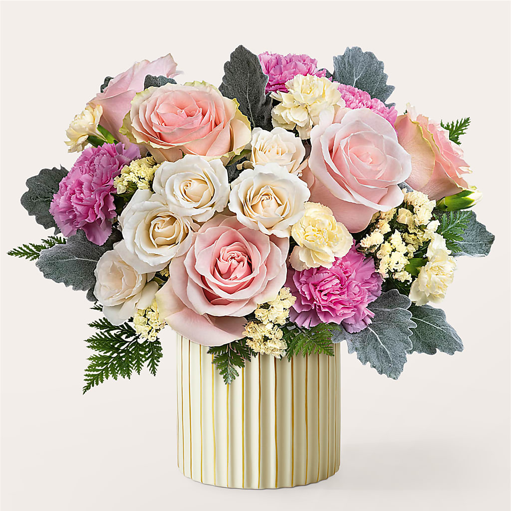 Blissful Moments Bouquet with Ivory Vase – HARRY'S FLOWERS, Victoria BC
