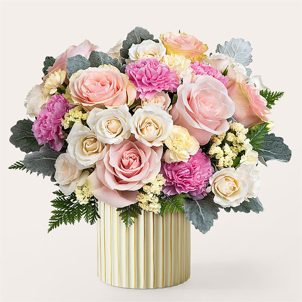 Blissful Moments Bouquet with Ivory Vase – HARRY'S FLOWERS, Victoria BC