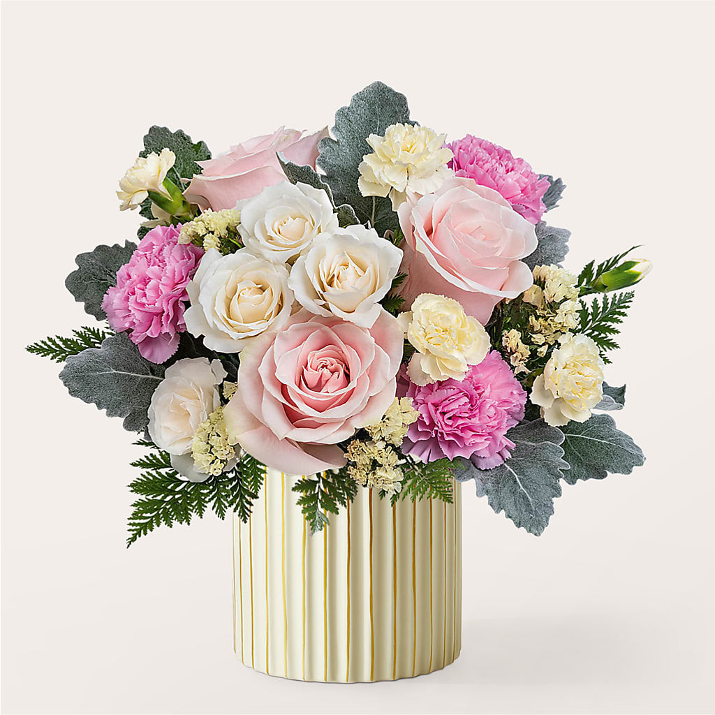 Blissful Moments Bouquet with Ivory Vase – HARRY'S FLOWERS, Victoria BC