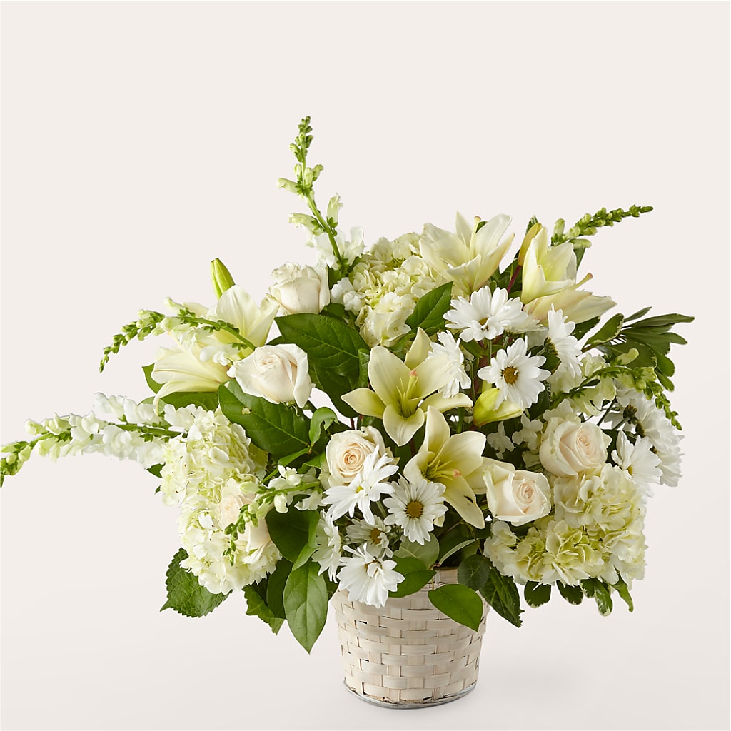 Ivory Elegance Floral Basket – HARRY'S FLOWERS, Victoria BC
