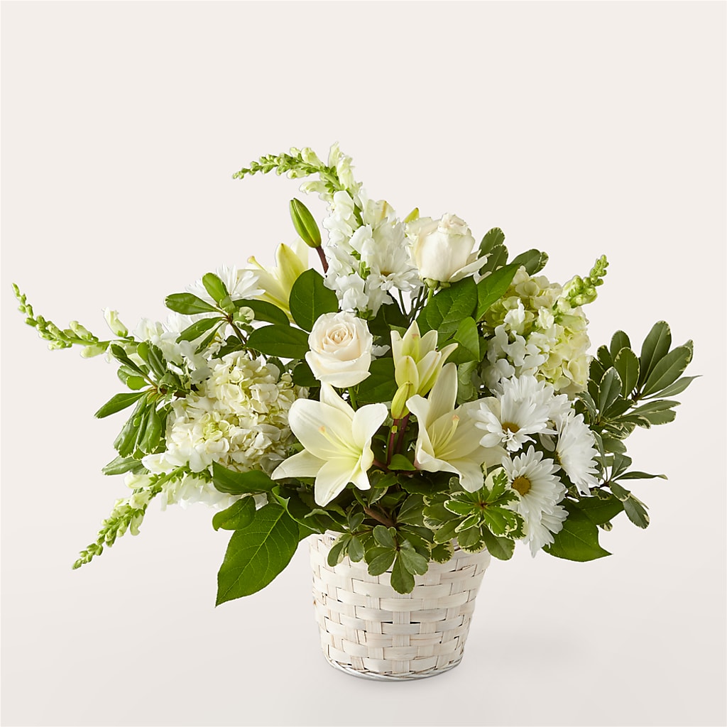 Ivory Elegance Floral Basket – HARRY'S FLOWERS, Victoria BC