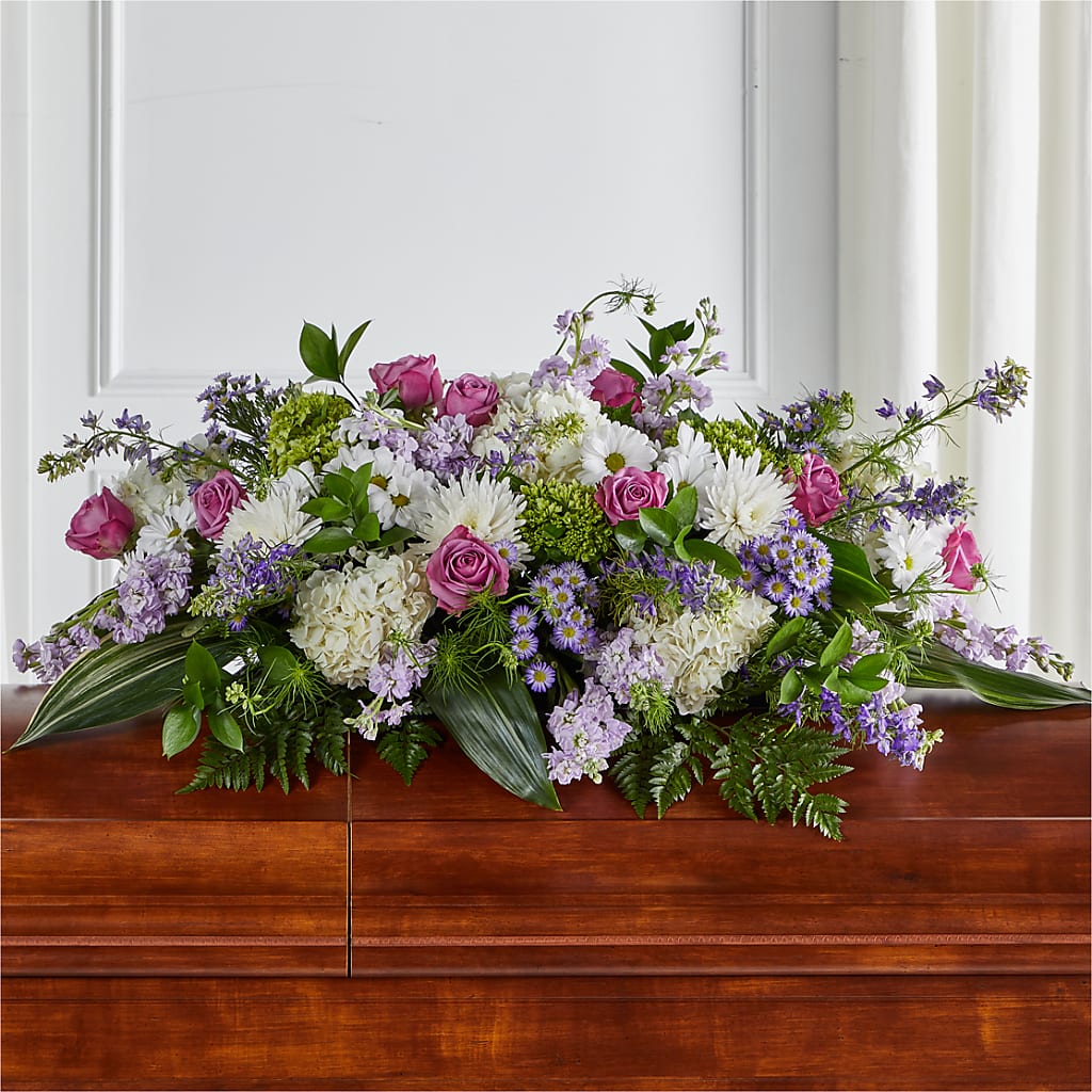Meadows of Serenity Casket Spray – HARRY'S FLOWERS, Victoria BC
