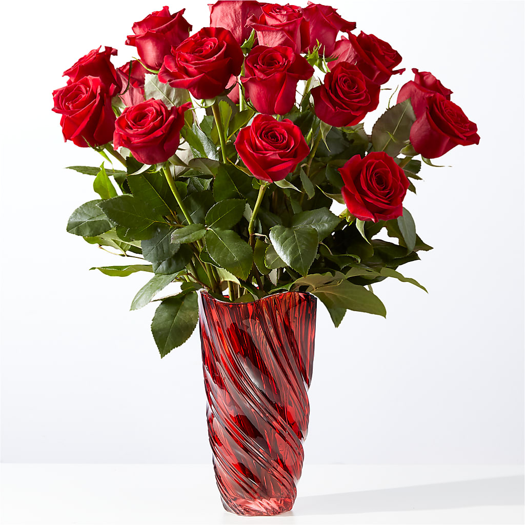 Classic Love Red Rose Bouquet with Luxe Swirl Vase – HARRY'S FLOWERS, Victoria BC