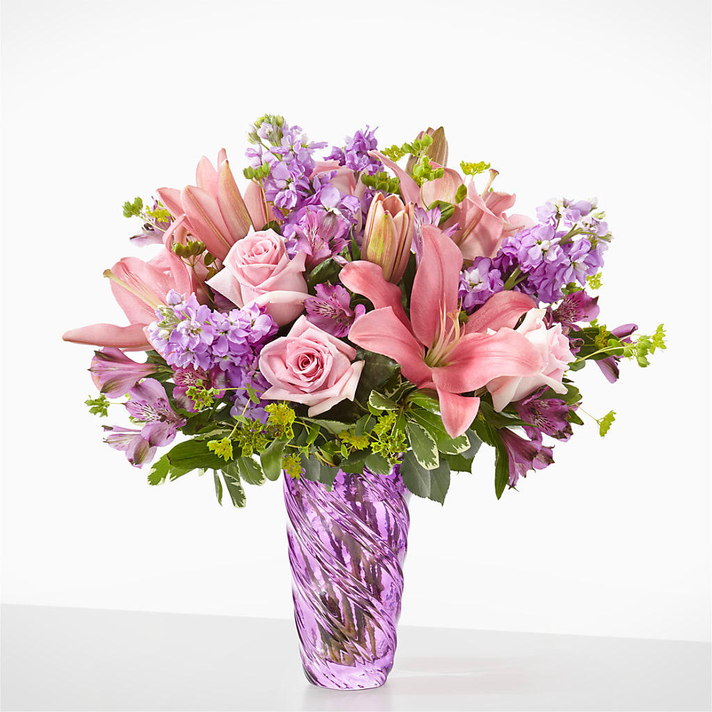 Precious Petals Bouquet with Luxe Swirl Vase – HARRY'S FLOWERS, Victoria BC