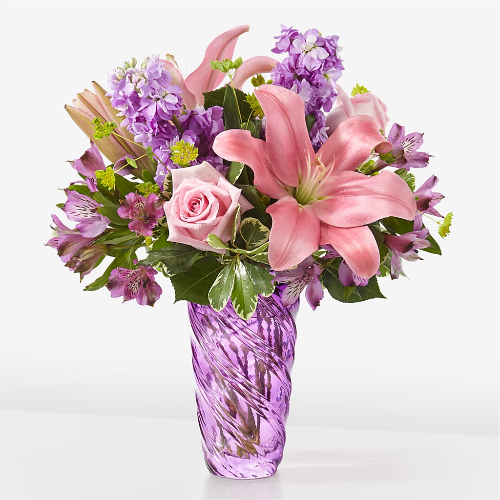 Precious Petals Bouquet with Luxe Swirl Vase – HARRY'S FLOWERS, Victoria BC