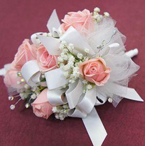 Pink And White Wrist Corsage – HARRY'S FLOWERS, Victoria BC