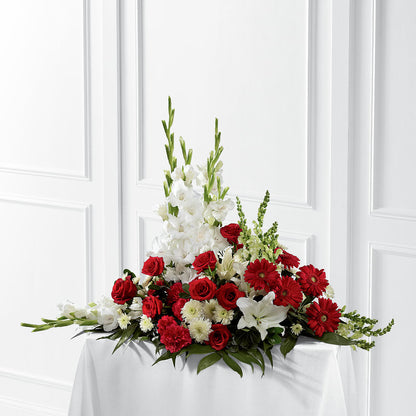 Crimson & White Arrangement – HARRY'S FLOWERS, Victoria BC