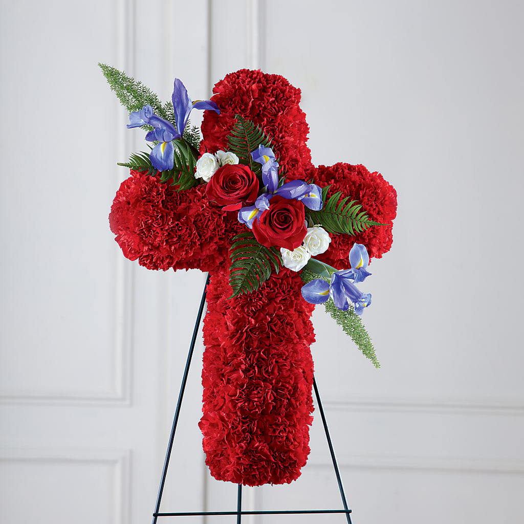 Faithful Hero Floral Cross – HARRY'S FLOWERS, Victoria BC