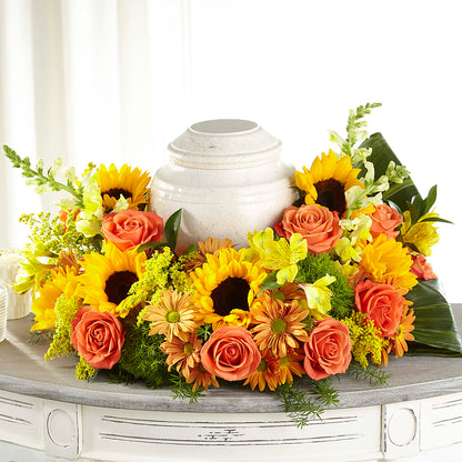 Faithful Sunflower Cremation Adornment – HARRY'S FLOWERS, Victoria BC