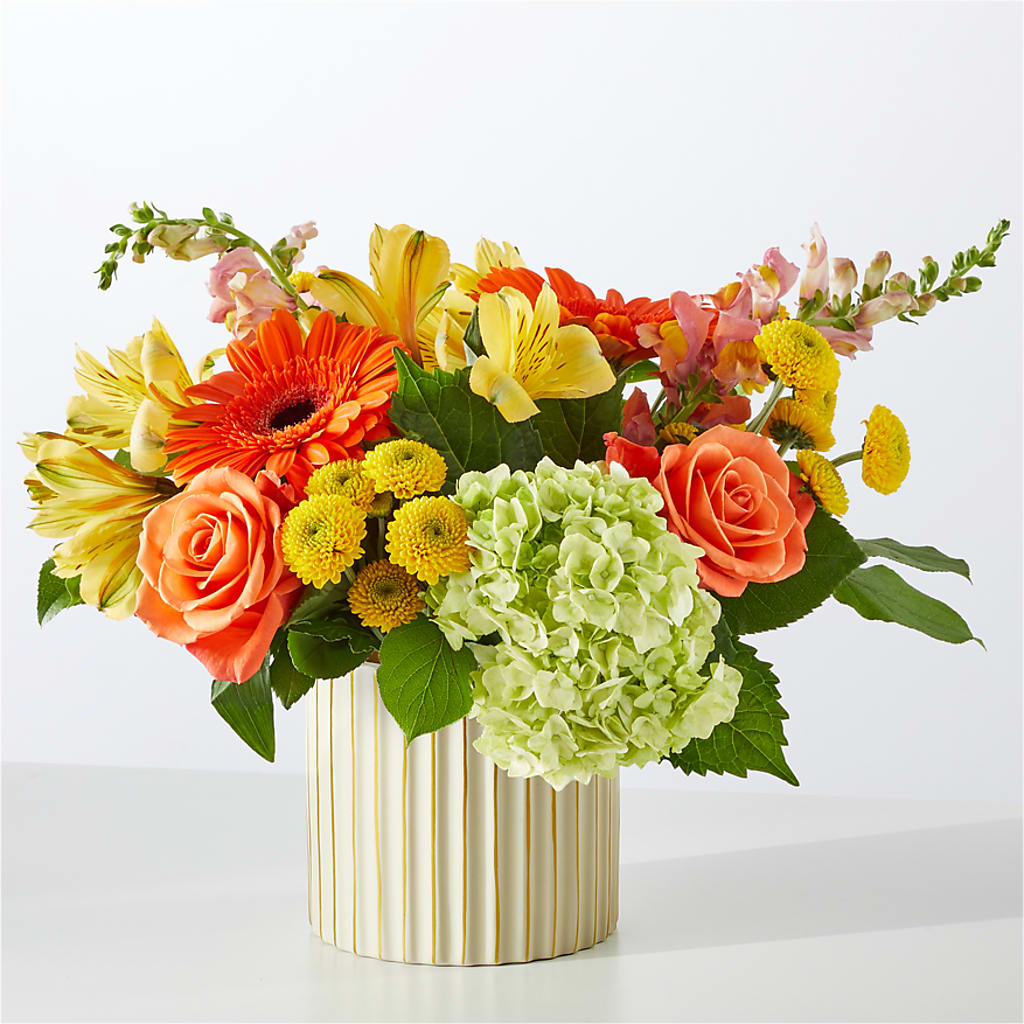 Autumn Sunshine Bouquet with Ivory Vase – HARRY'S FLOWERS, Victoria BC