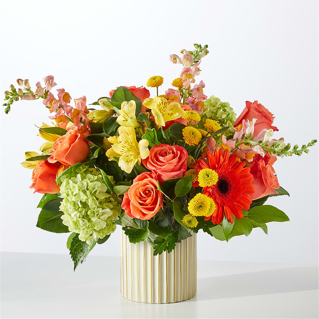 Autumn Sunshine Bouquet with Ivory Vase – HARRY'S FLOWERS, Victoria BC