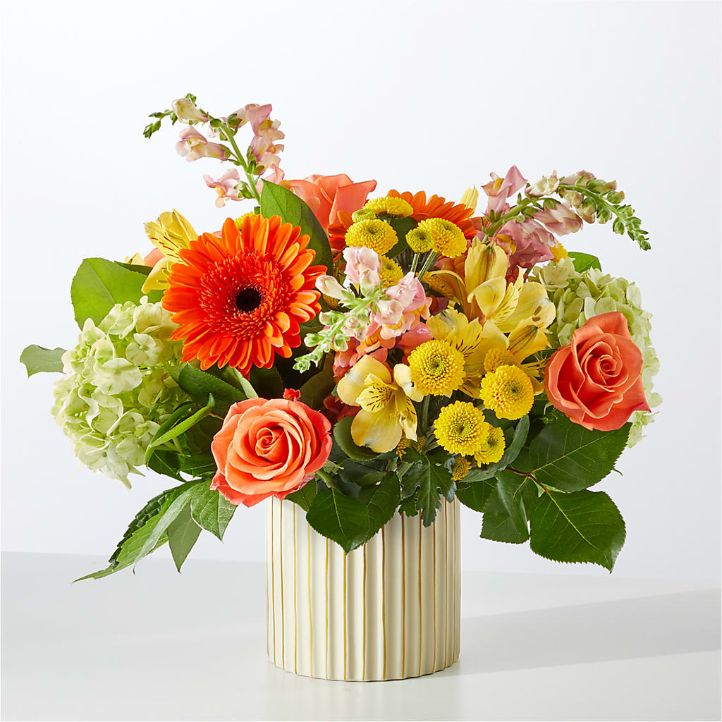 Autumn Sunshine Bouquet with Ivory Vase – HARRY'S FLOWERS, Victoria BC