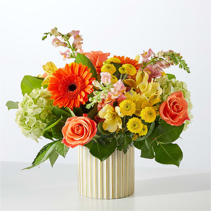 Autumn Sunshine Bouquet with Ivory Vase – HARRY'S FLOWERS, Victoria BC
