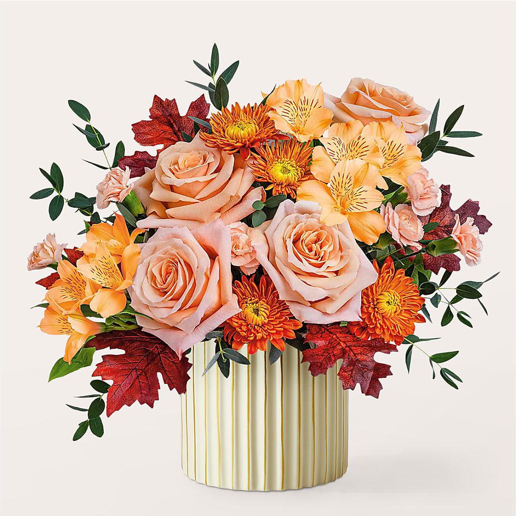 Spiced Latte Bouquet with Ivory Vase – HARRY'S FLOWERS, Victoria BC