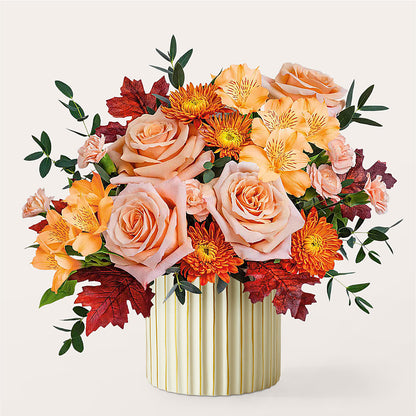 Spiced Latte Bouquet with Ivory Vase – HARRY'S FLOWERS, Victoria BC
