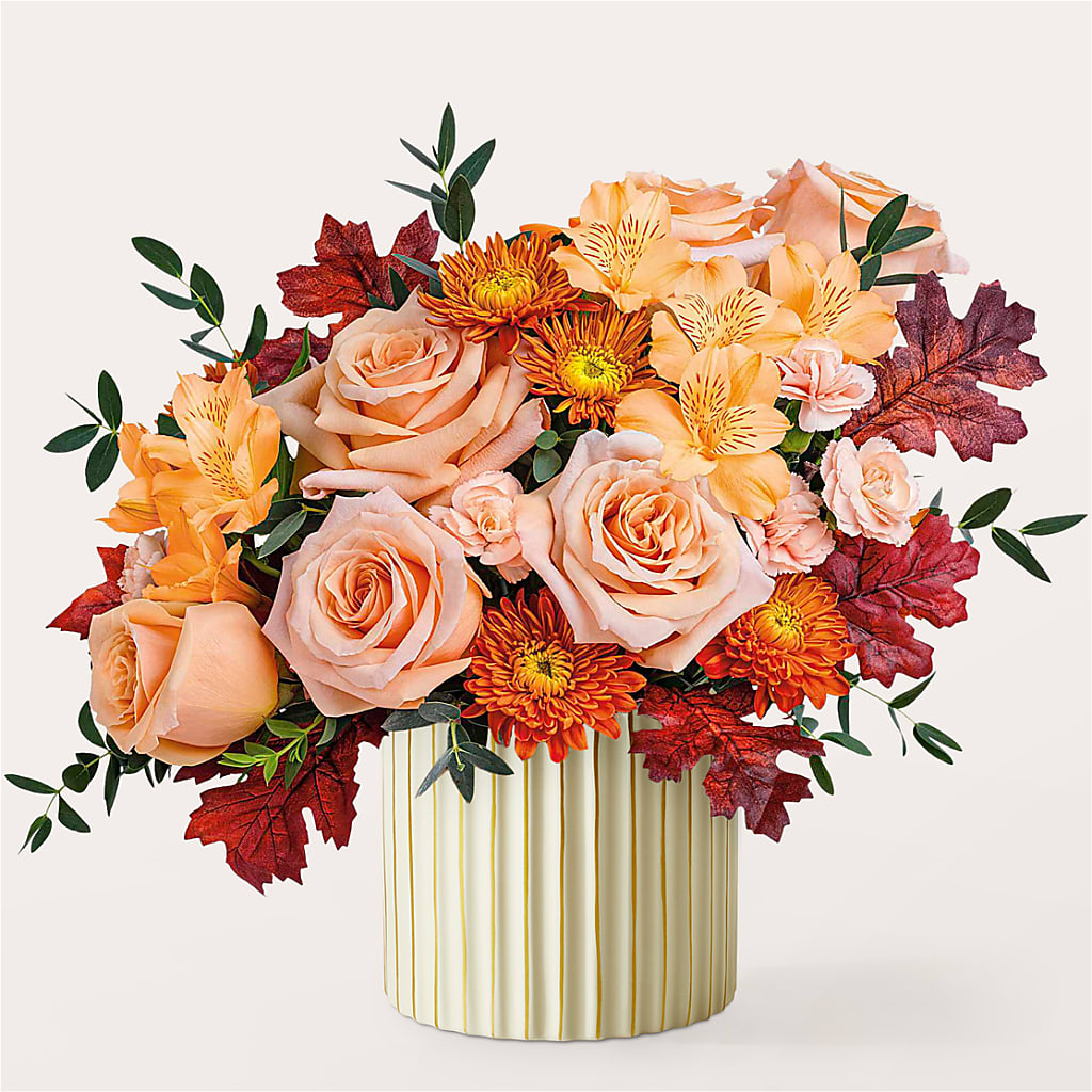 Spiced Latte Bouquet with Ivory Vase – HARRY'S FLOWERS, Victoria BC