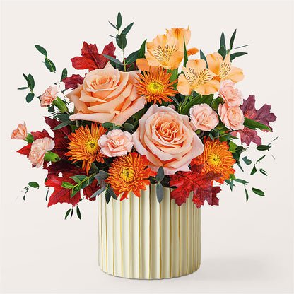 Spiced Latte Bouquet with Ivory Vase – HARRY'S FLOWERS, Victoria BC