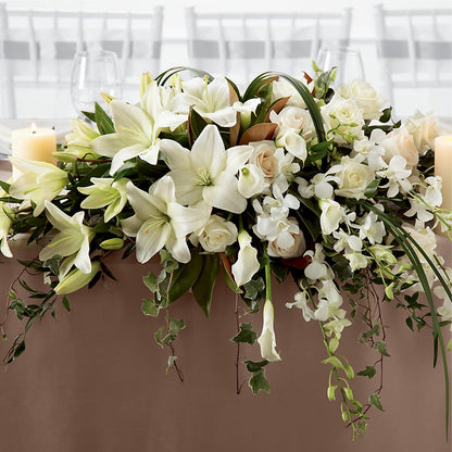 White Linen Arrangement – HARRY'S FLOWERS, Victoria BC
