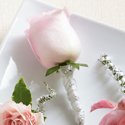 Pink Rose Boutonniere – HARRY'S FLOWERS, Victoria BC