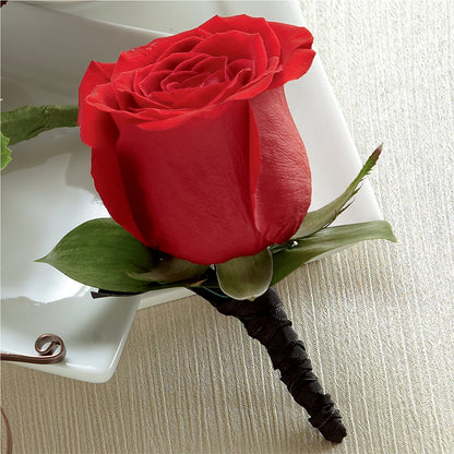 Red Rose Boutonniere – HARRY'S FLOWERS, Victoria BC