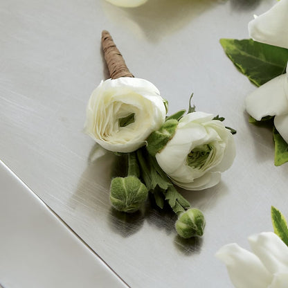 White Ranunculus Boutonniere – HARRY'S FLOWERS, Victoria BC