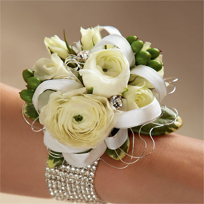 White Wedding Corsage – HARRY'S FLOWERS, Victoria BC